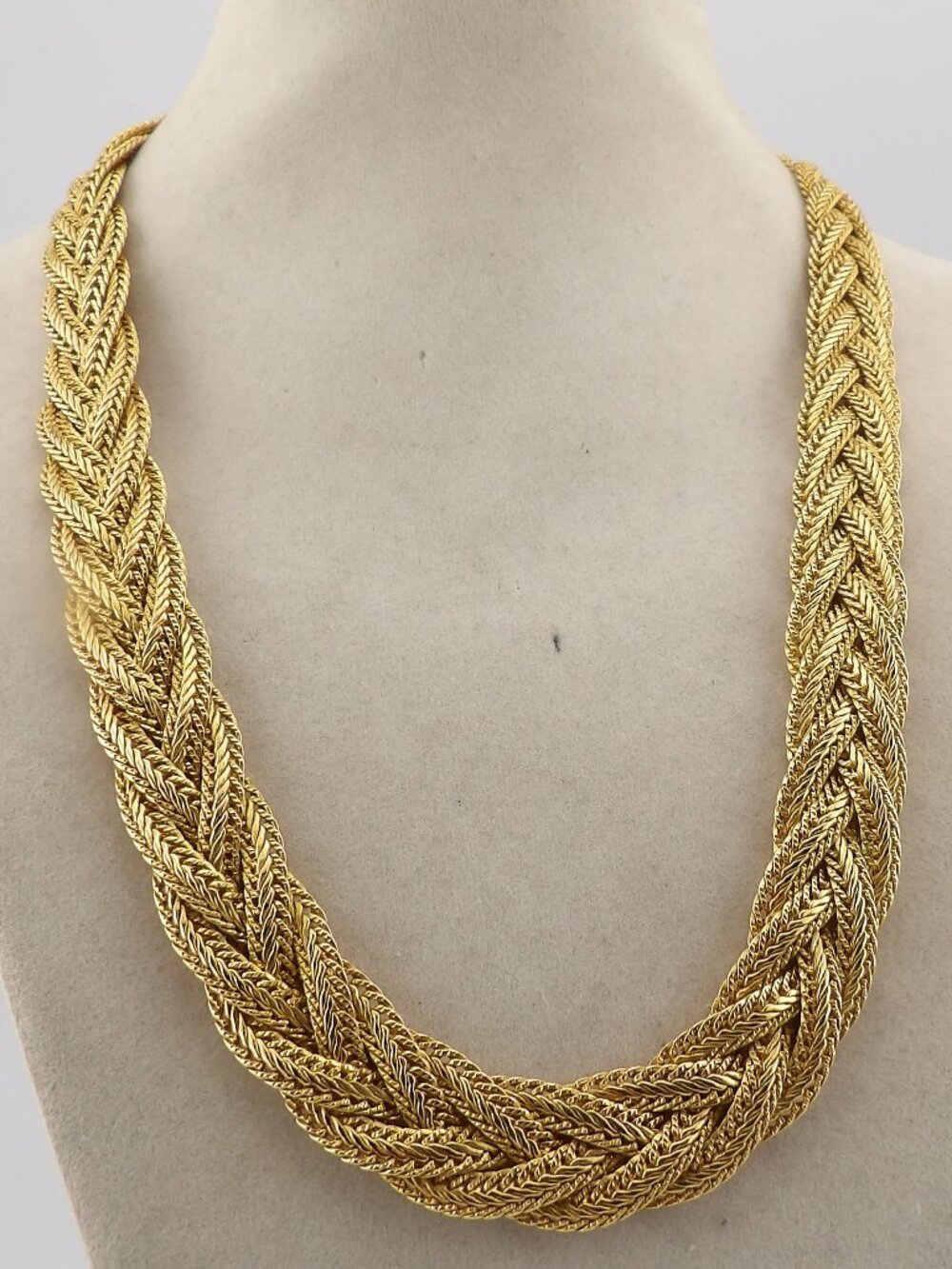 Vintage Napier Braided Chunky Gold Tone Chain Necklace